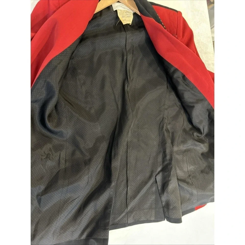 Vtg Myrene de Premonvile Womens Jacket Blazer 38 Red Black Wool‎ 80s Maximalist